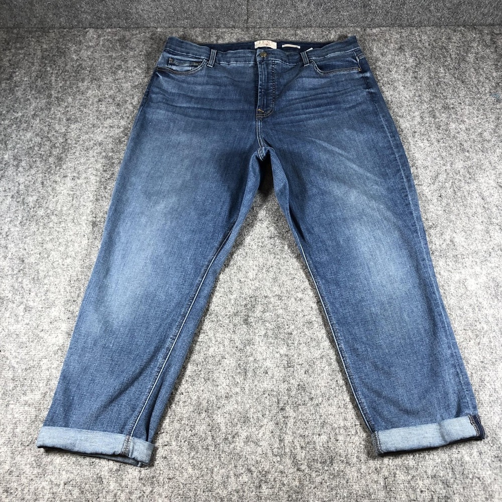 Jen7 Women's Slim Boyfriend Jeans Blue‎ Stretch Mid Rise Cuffed Size 18